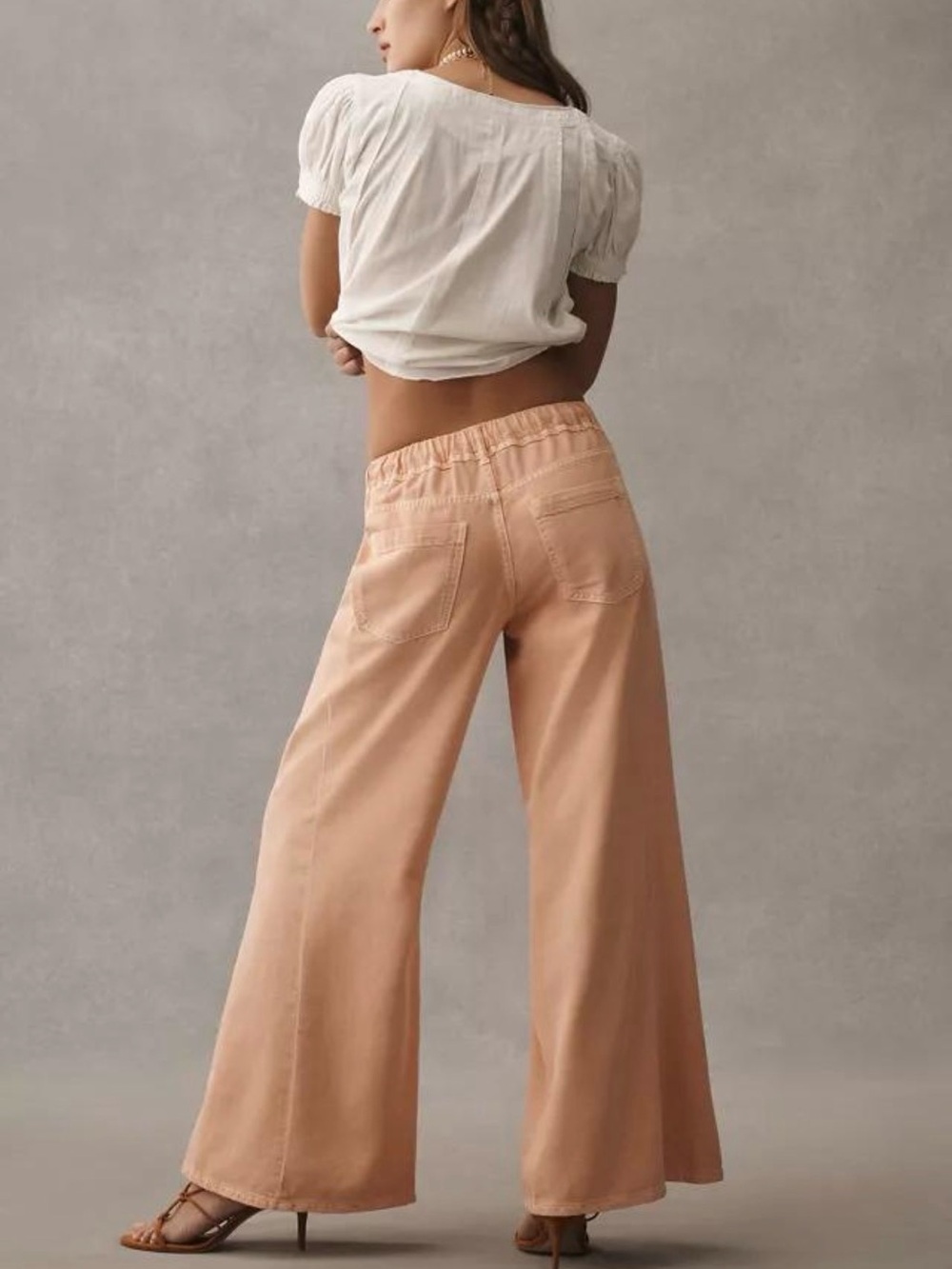 Pilcro Peach Wide-Leg Jeans with Elastic Waist